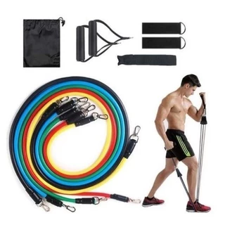 11 Pçs / Set Elásticos Puxar Corda Para Casa Ginásio Equipamentos De Treino De Fitness Exercício Resistência Acessórios De Treinamento