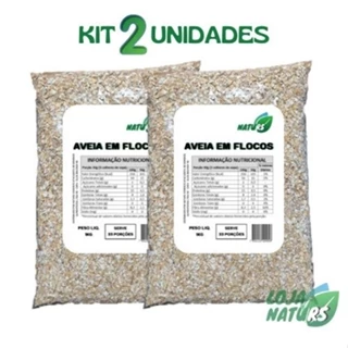 KIT 2 Aveia em Flocos Integral 1kg - NATURS