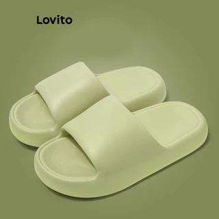 Lovito Sapatos casuais de plataforma lisa, chinelos macios para móveis, sandália plana para mulheres LFA23236