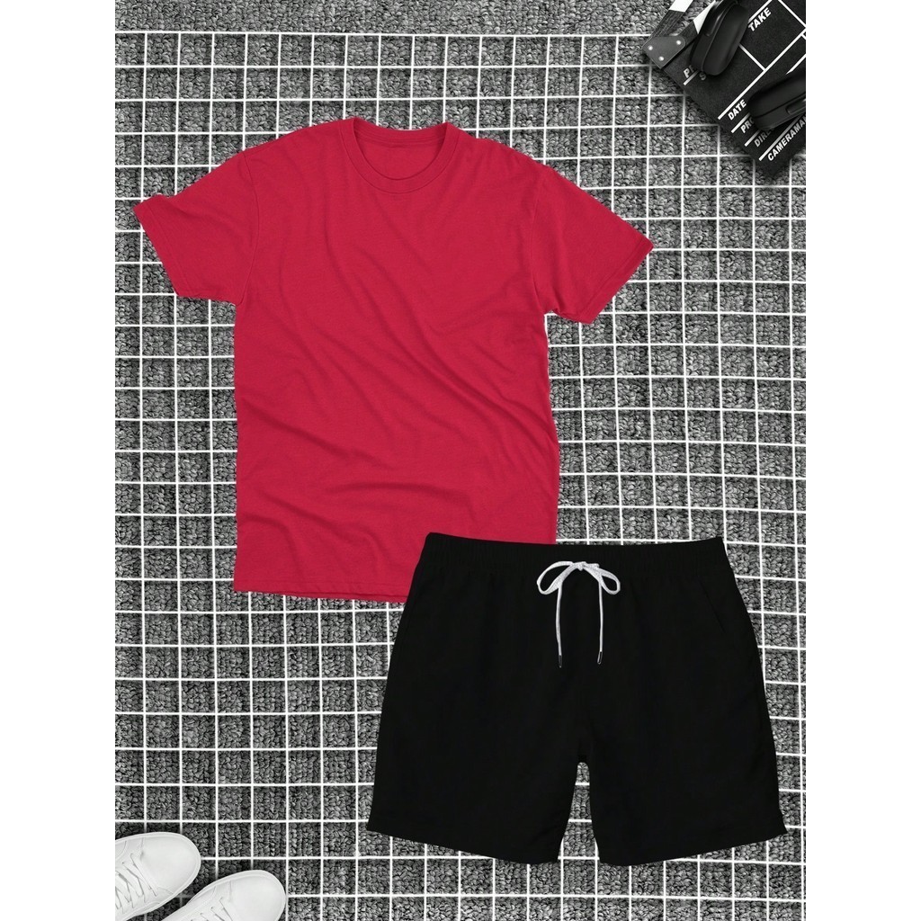 Camiseta Algodão + Short Tectel Masculino Adulto Liso Diversas Cores