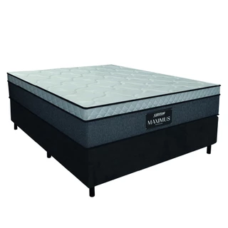 Cama Box Casal Colchão Gazin Maximus Molas Ensacadas 138x188x62cm Cinza / Preto - Suporta até 120Kg por Pessoa