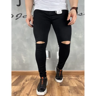 Calça Jeans Preta Premium Corte Joelho