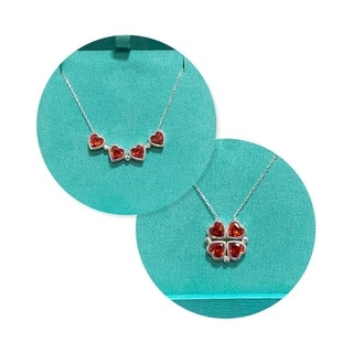 Colar de Prata Feminino Trevo de 4 Corações Magnético