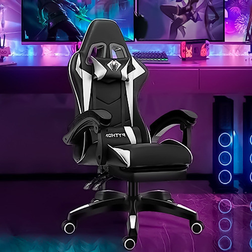 Cadeira Gamer Giratória Confortável com Apoio de Pé com pé da Cor da Cadeira