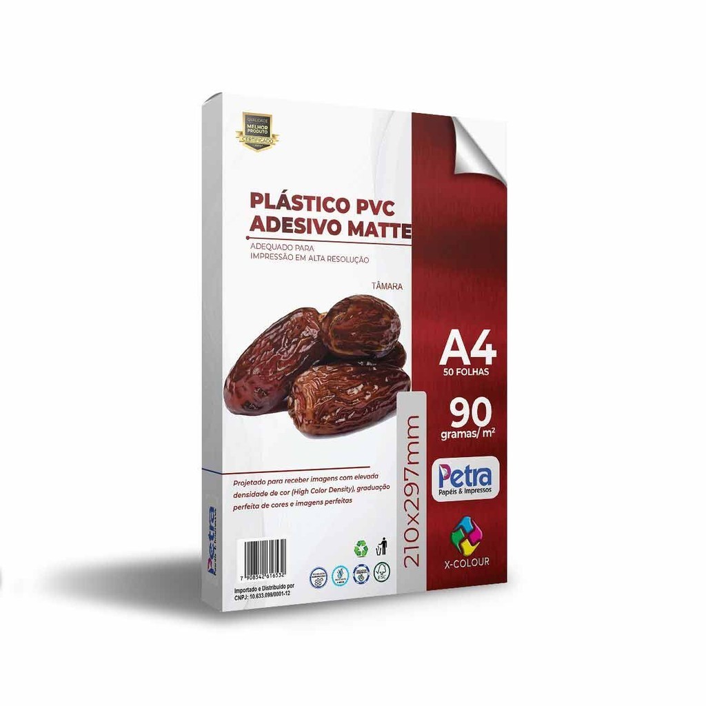 Vinil Adesivo Branco Fosco A4 90g/m² 50 folhas