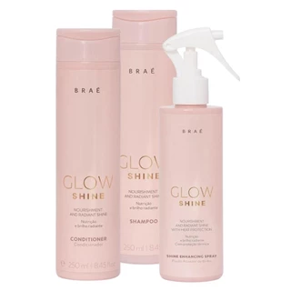 Kit Braé Glow Shine Shampoo 250ml, Condicionador 250ml, Fluido Ativador 200ml (3 produtos)