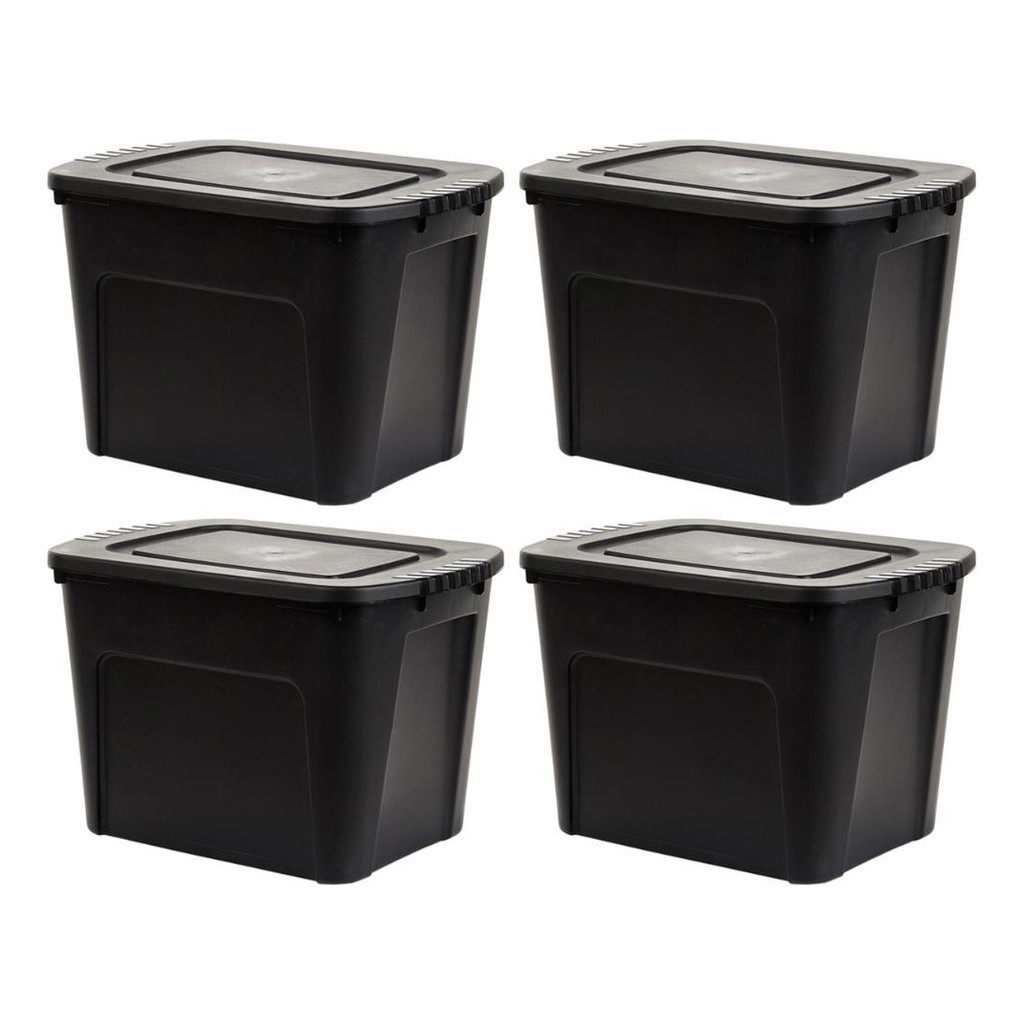 Kit 4 Caixas Organizadoras Ecobox 80L Preta