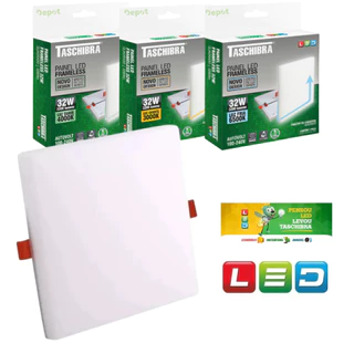 Painel De Led 32w Frameless Sobrepor Ou Embutir Borda Infinita Quadrado 2 em 1 Taschibra Bivolt