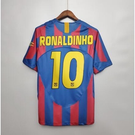 05/06 Camisa De Futebol Retro De Alta Qualidade Barcelona 10 # RONALDINHO 30 MESSI