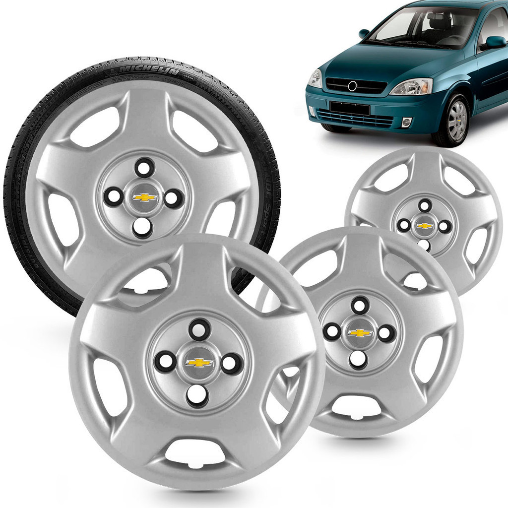 Kit 4 Calotas Corsa Hatch Sedan 2004 Aro 14 Prata Cubo Baixo Grid ...