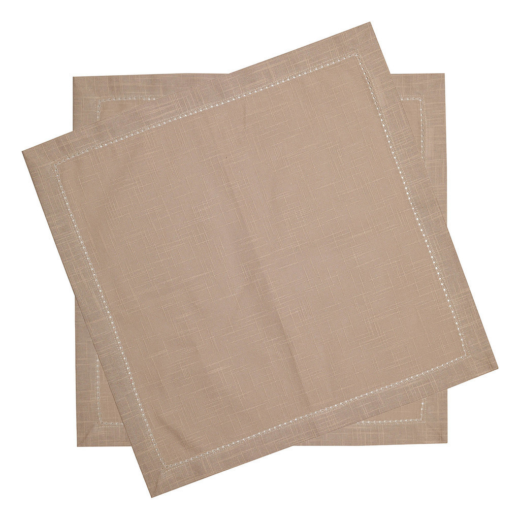 CJ 2 GUARDANAPOS PONTO AJOUR ALGODAO LUXO TAUPE 40cm- WOLFF