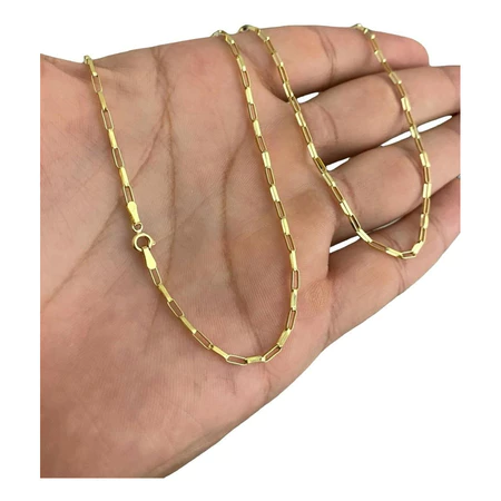 Cordão Em Ouro 18k Cadeado Alongada 4g 70cm Garantia Vitalícia