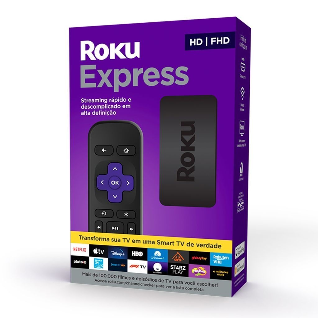 Roku Express - Streaming player Full HD. Transforma sua TV em Smart TV