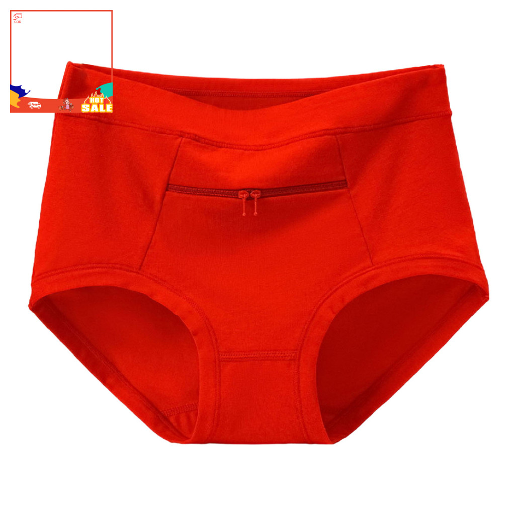 with Zipper Pocket Ultra-thin Women Underwear High Waist Cotton Panties  Anti-theft for Breathable and Stretchy for Middle-aged Moms