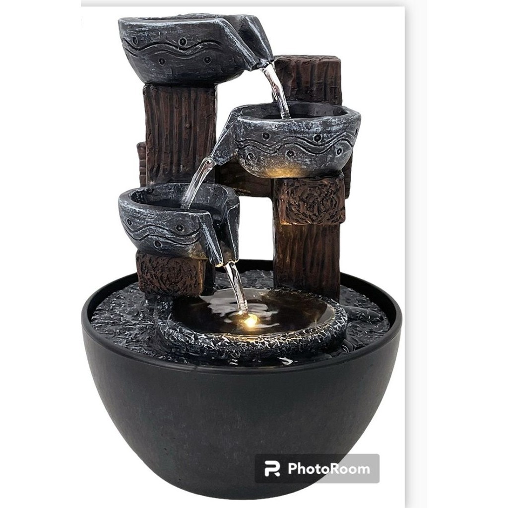 FONTE DE AGUA DECORATIVA STONE 3 QUEDAS COM LED BIVOLT 18 CM