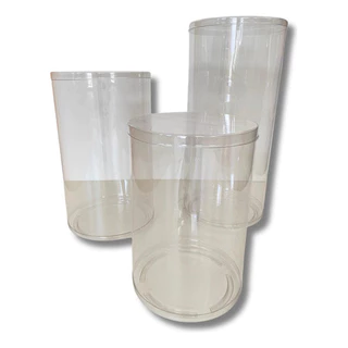 Trio Cilindro Transparente Tampa E Base Flexível 80 62 50 Cm