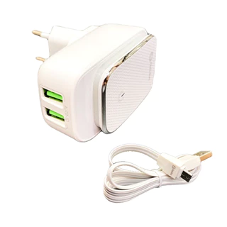 Fonte carregador 2 portas USB com LED Touch cabo micro usb