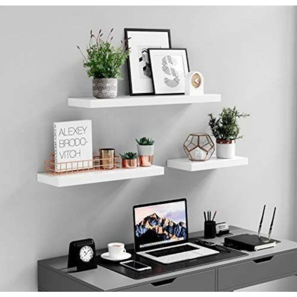 Kit 3 Prateleiras reta 30/40/50 nicho Mdf Branco Suporte decoração sala quarto banheiro escritório