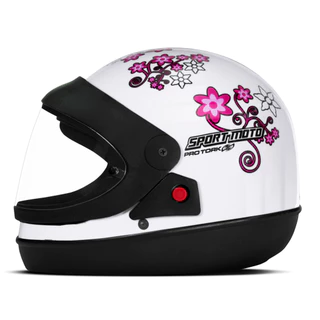 Capacete Moto Fechado Pro Tork Sport Moto For Girls Menina Feminina Branco e Preto TAM. 56 58 60