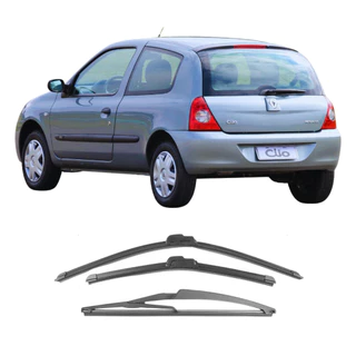 Kit 3 Palhetas Limpador Parabrisa Clio Hatch 99 2000 2001 2002 2003 2004 2005 2006 2007 2008 09 10 11 12