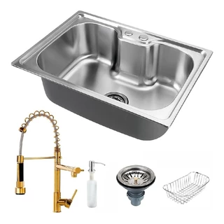 Cuba Cozinha Acessórios Torneira Monocomando Gourmet Inox Dourado