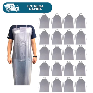 Kit 20 Avental De Vinil Pvc Transparente Impermeável Para Cozinha Limpeza Açougueiro Churrasco