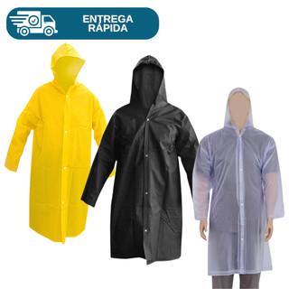 Capa De Chuva Impermeável Pvc Forrado Com Capuz Resistente Segurança ...