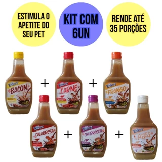 Kit6 Molho Petisco Para Raçao Cachorro Alimento Todos Tamanhos e Todas As Raças