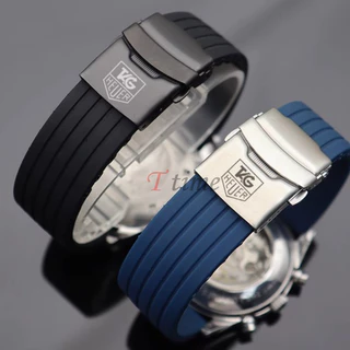 Bracelete De Silicone Para Relógio T-AG H-euer De Aço Preto Fivela De F1 Mônaco Calila Série Black Watchband 22mm 18mm 19mm 20mm 21mm
