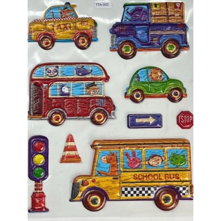 Kit 50 Cartela De Adesivos 3D Para Crianças Carrinho/Pónei