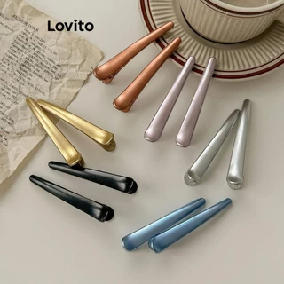 Lovito Chapeamento de metal liso casual compõem grampos de cabelo versáteis para mulheres LFA22314