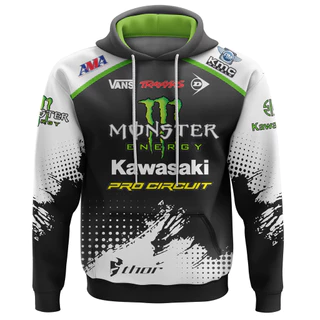 Kawasaki Hoodie Jacket Sports Casaco Esportivo De Capuz Redondo Para Homens Harajuku 3D Pullover Clothing Oversized