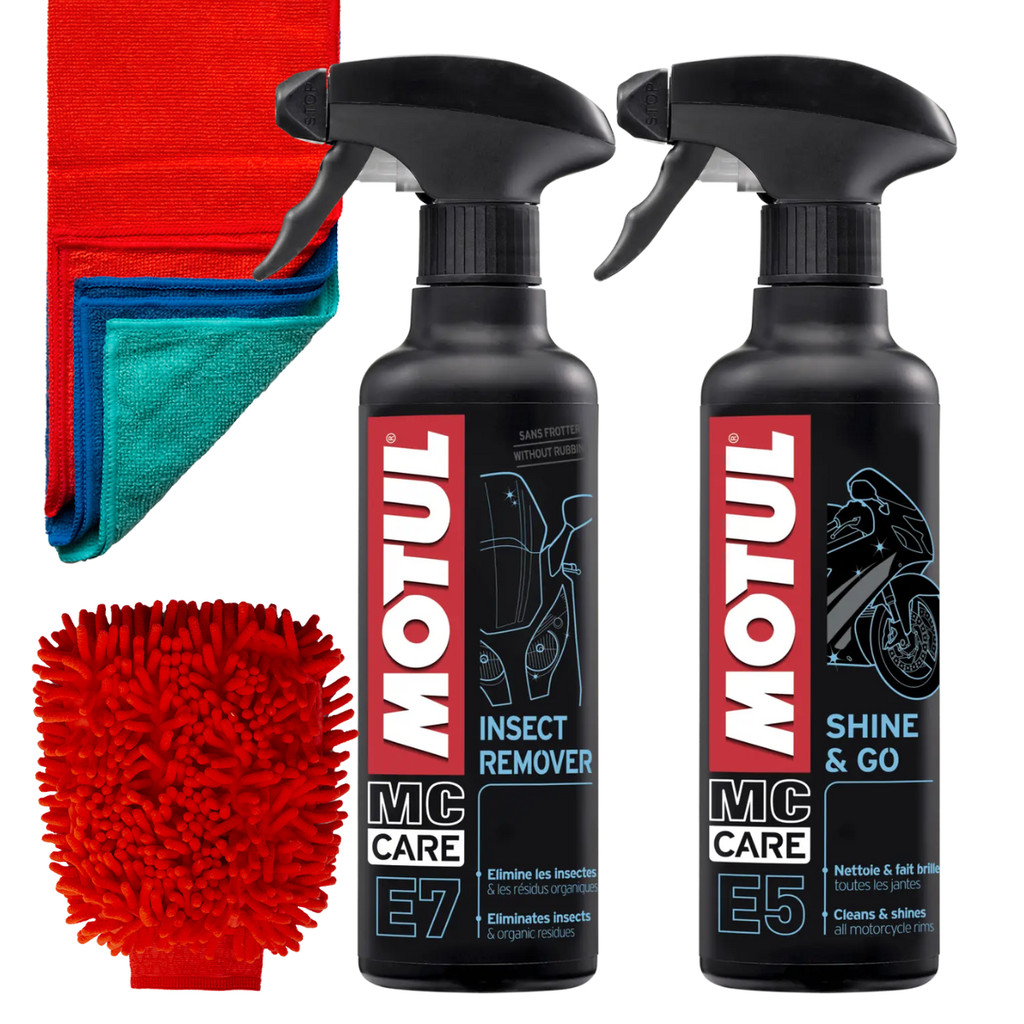 KIT MOTUL MC CARE E5 SHINE & GO 400ML + E7 INSECT REMOVER 400 M + PANO ...