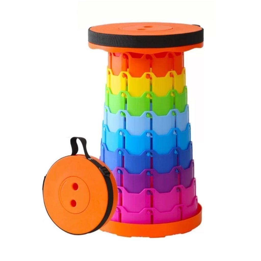 Banqueta Banco Retrátil Portátil com Alça Telescópica Banquinho Dobrável Ajustável Pesca Camping Caminhada