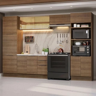 Armário de Cozinha Completa 330cm Rustic Stella Madesa 07 em Oferta na Shopee