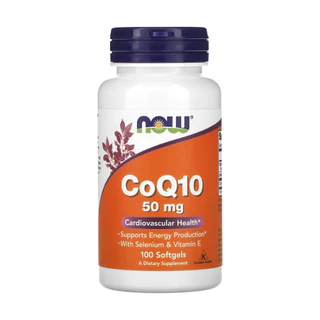 Coenzima Coq10 50mg Now Foods + Vit E 100Soft Importado