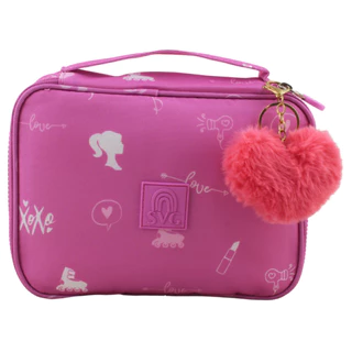 Estojo Grande 100 pens Reforçado SVG Boneca Rosa C/ pompom