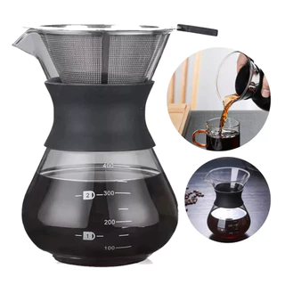 Cafeteira De Vidro Com Coador Inox Café 400ml