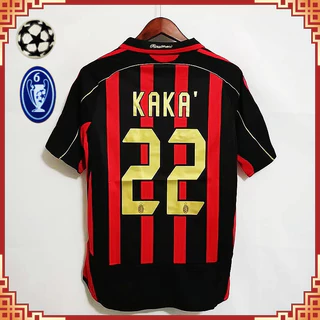 Camisa de futebol 06/07 A- Milan 2006/2007 Casa Retro Manga curta Kaka Ronaldo Ronaldinho Camisa de time 【Frete grátis】