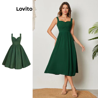 Lovito Elegante Vestido Feminino Liso Alinhado com Coração LBL08403