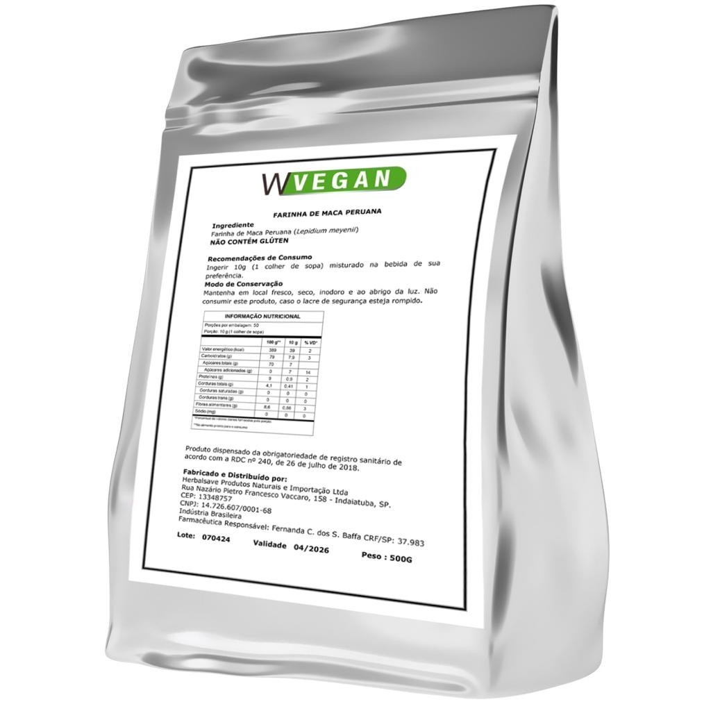 Maca Peruana em pó 500g Embalagem Refil WVegan Vegano
