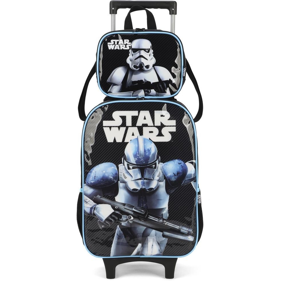 Kit Mochila de Rodinhas e Lancheira Luxcel Star Wars Azul | Shopee Brasil