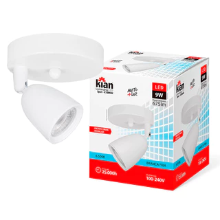 Luminária Spot Led 1 Lâmpada 9w 6.500k Kian em Oferta na Shopee