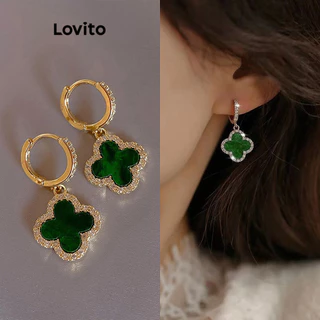 Lovito Elegante Brincos Femininos de Flor com Strass LFA14427