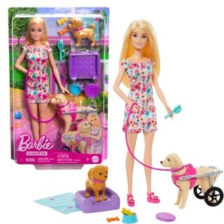 Boneca Barbie Passeio Com Cachorrinho De Cadeira De Rodas HTK37 - Mattel