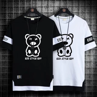 Camiseta Masculina De Manga Curta Estilo Coreano Rua Harajuku Estampa tops De Tamanho Exagerado Roupas Casuais