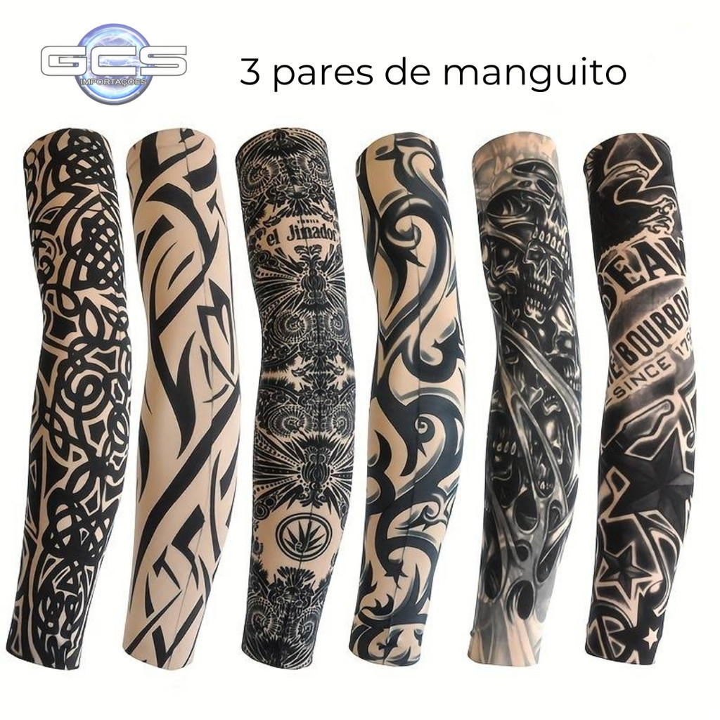3 Pares De Manga Tattoo protetor solar tattoo sleeve manguito tattoo