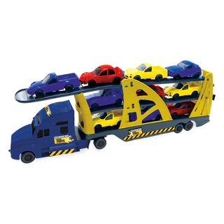 BRINQUEDO CARRINHO CAMINHÃO CEGONHA FROTA FORTE COM 10 CARRINHOS HOMEPLAY