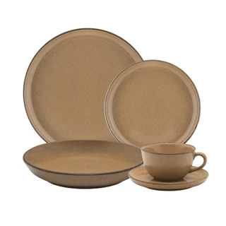 Aparelho de Jantar e Chá 20 Peças Flat Ocre Areia Oxford Jogo Pratos e Xícaras em Oferta na Shopee