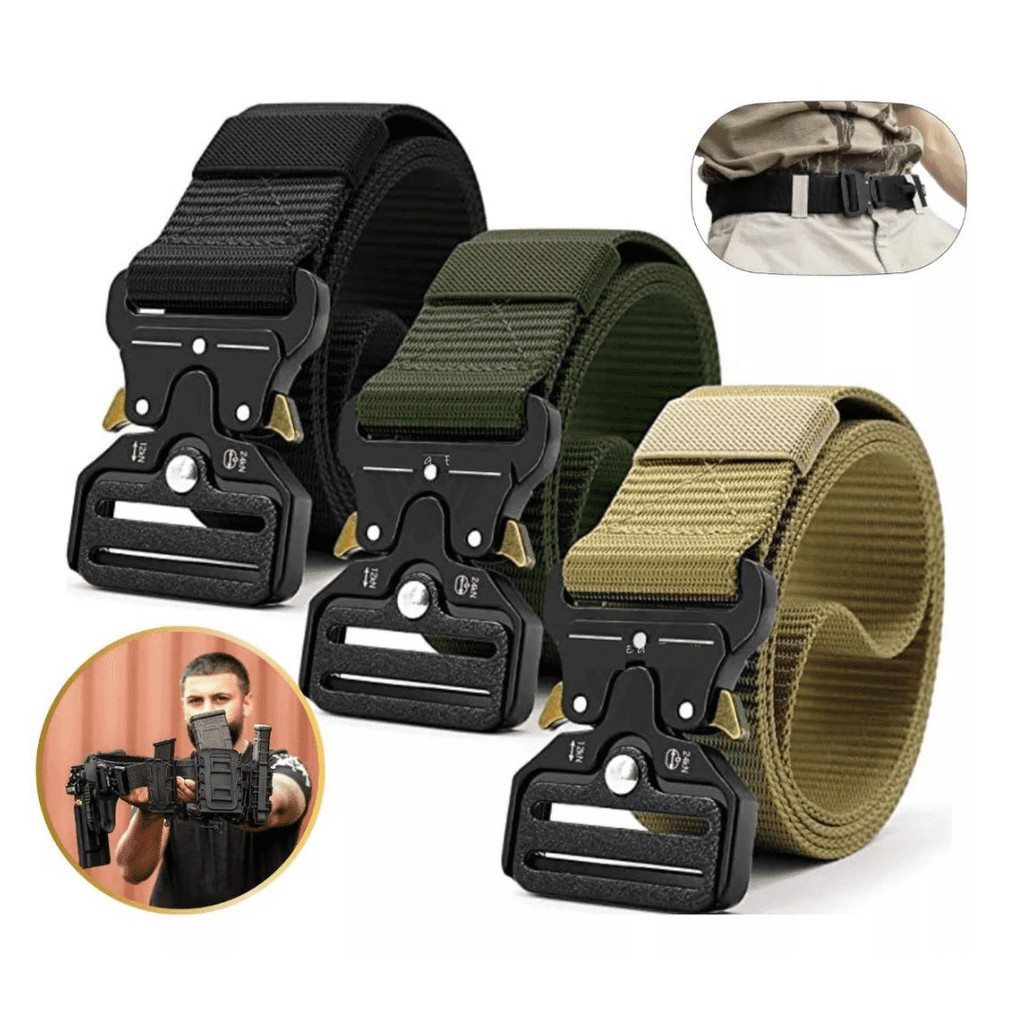 Cinto tático militar largo masculino nylon fivela liga de zinco e engate rápido